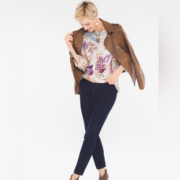 Chico’s Paisley Tape Pullover Size 2 (L/12) - Picture 2 of 8